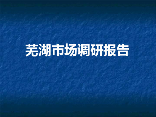 芜湖房地产市场调研报告