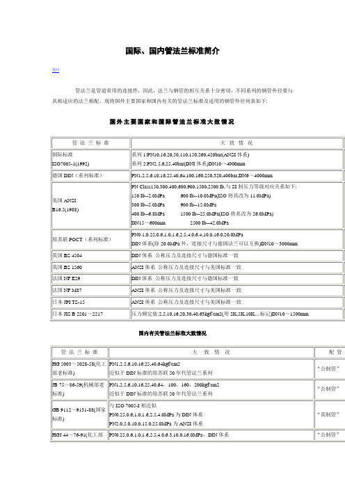 国际、国内管法兰标准简介