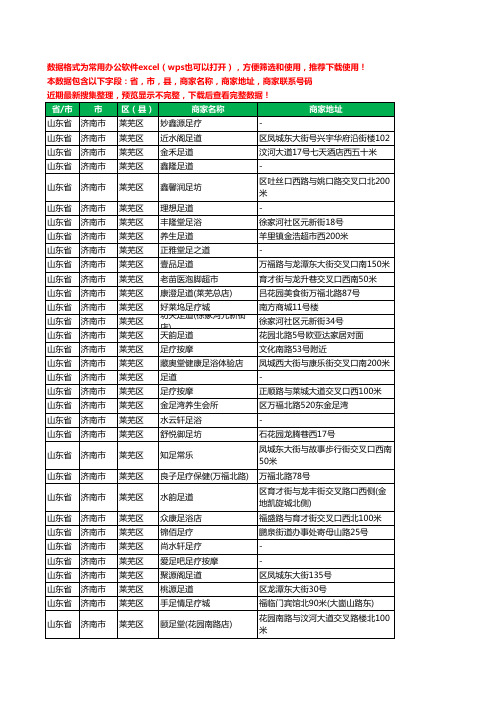 2020新版山东省济南市莱芜区足疗工商企业公司商家名录名单黄页联系电话号码地址大全70家