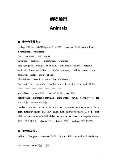 超全雅思听力场景词汇制Animals动物场景