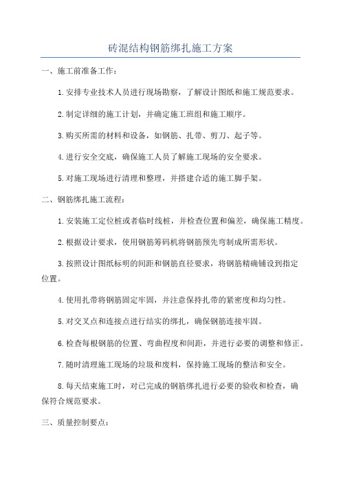 砖混结构钢筋绑扎施工方案