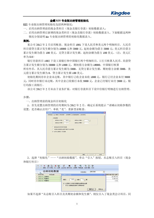 金蝶KIS专业版出纳管理初始化