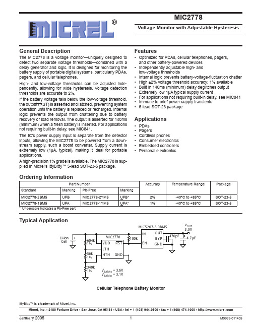 Micrel MIC2778 电压监测器说明书