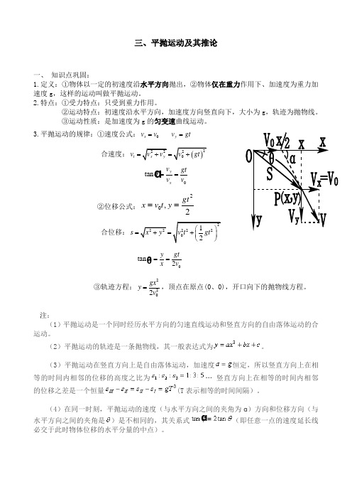 平抛运动知识点总结及解题方法归类总结