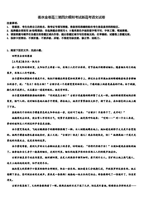 衡水金卷高三第四次模拟考试新高考语文试卷及答案解析