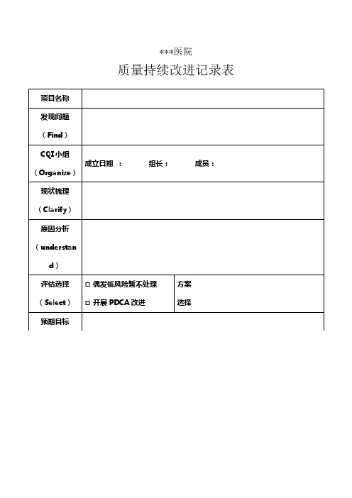 PDCA持续改进记录表