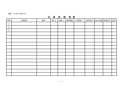 文件记录控制清单