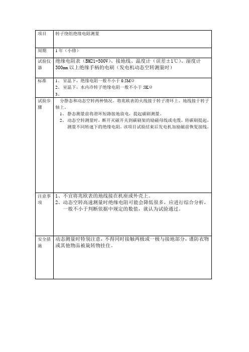 发电机转子绕组绝缘电阻测量