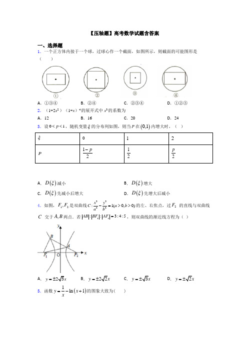 【压轴题】高考数学试题含答案