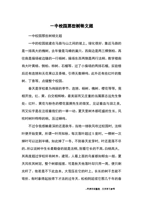 一中校园那些树杨文超_高中散文