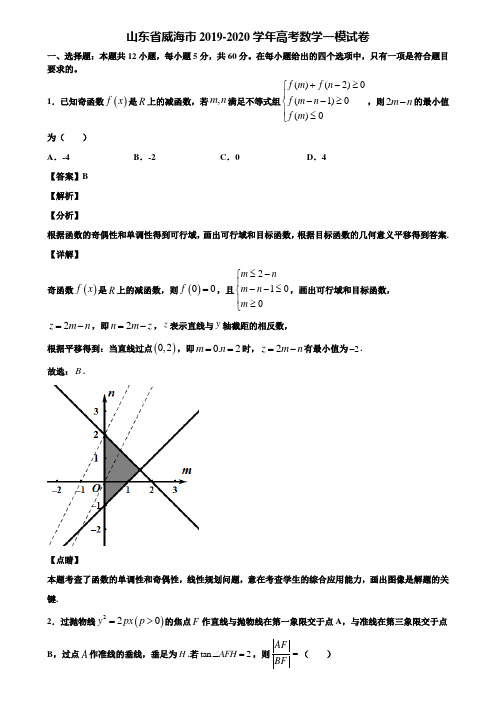 山东省威海市2019-2020学年高考数学一模试卷含解析