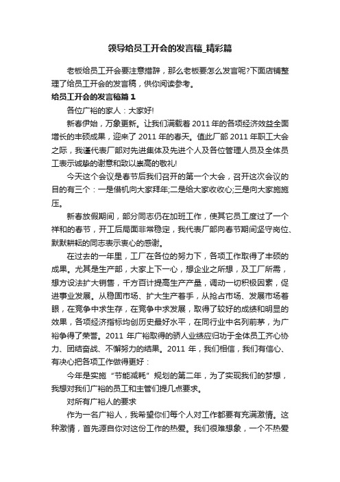 领导给员工开会的发言稿_精彩篇