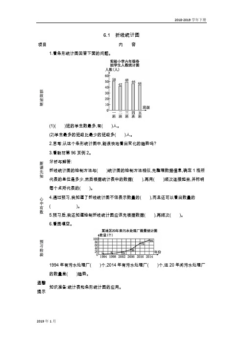 2019春西师大版五年级数学下册6.1 折线统计图