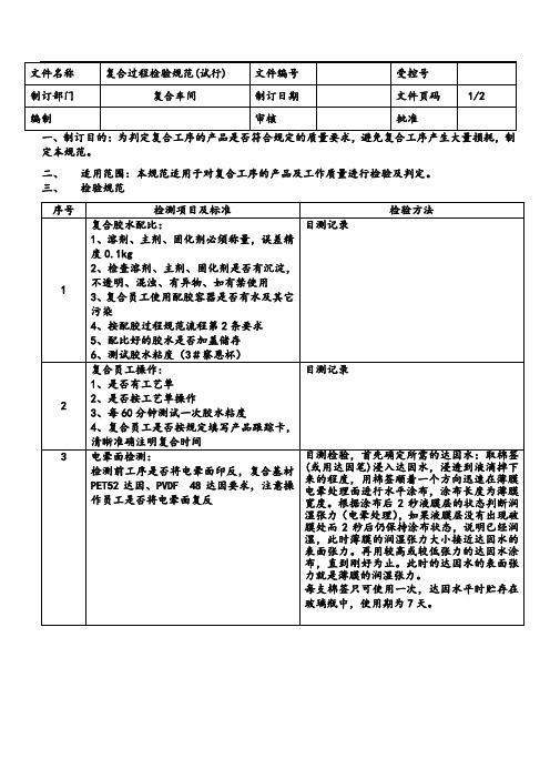 复合车间过程检验规范