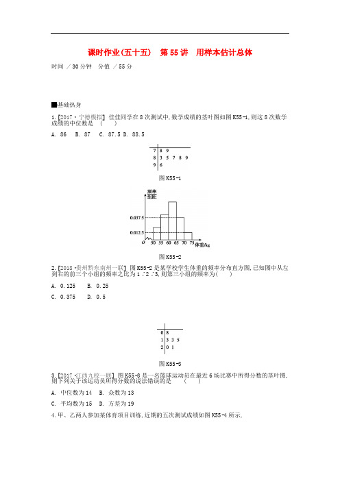 高考数学一轮复习 课时作业(五十五)第55讲 用样本估计总体 文