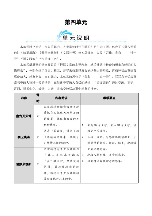 统编教材部编人教版四年级上册语文 12 盘古开天地 教案