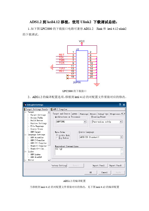 ADS到keil4.12移植,使用Ulink2 下载调试