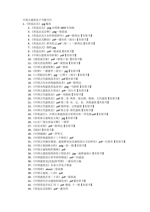 中国古代建筑电子书一览表