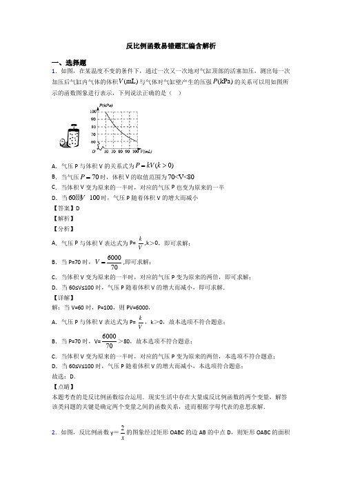 反比例函数易错题汇编含解析