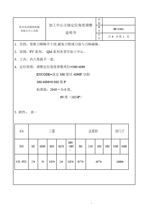 主轴定位调整