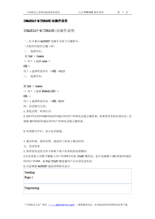 INMARSAT-M(THRANE)站操作说明