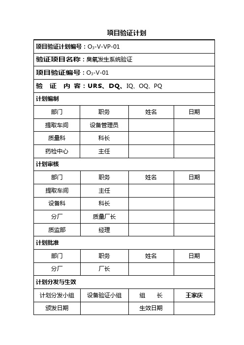 臭氧发生器项目验证计划3