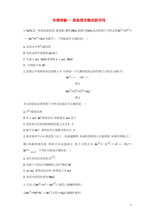 高中化学 专项突破一 信息型方程式的书写练习 新人教版必修1