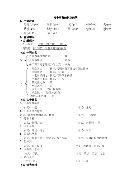 河中石兽知识清单(教师版)修订版