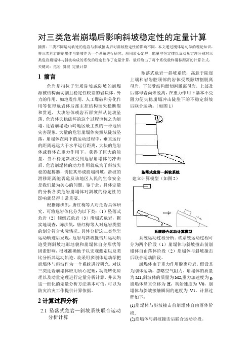 对三类危岩崩塌后影响斜坡稳定性的定量计算 (1)