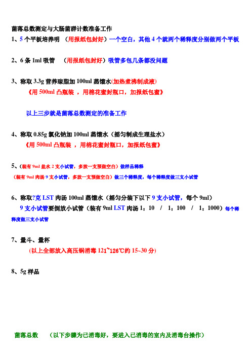 菌落总数测定与大肠菌群计数准备工作