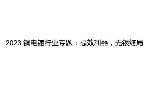 2023 铜电镀行业专题：提效利器,无银终局