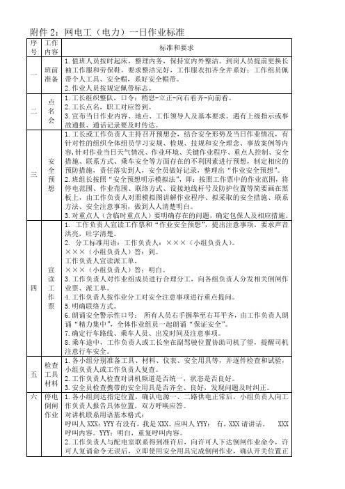 2、电力一日作业标准化