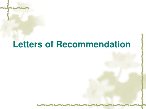 Letters of Recommendation