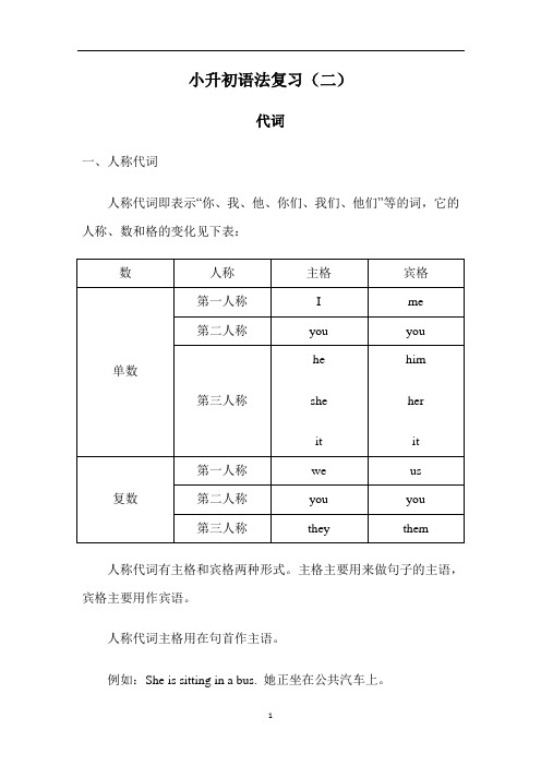 小升初总复习(二)--代词