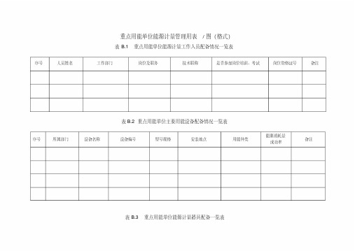 重点用能单位能源计量管理用表