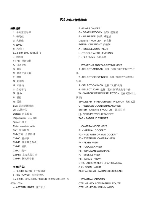 F22的键盘操作方法介绍