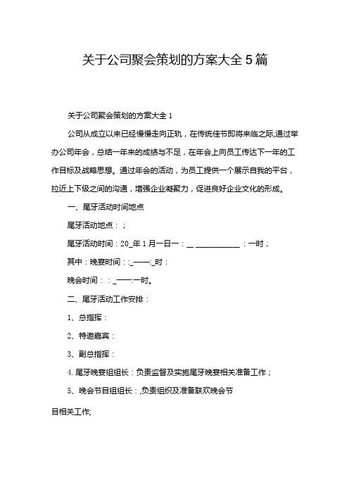 关于公司聚会策划的方案大全5篇.docx