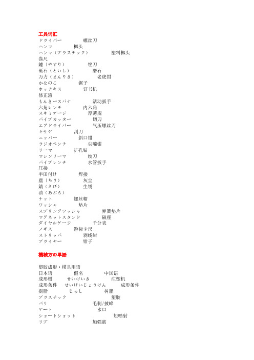 专业日语词汇(工具机械类)