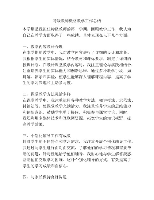 特级教师微格教学工作总结