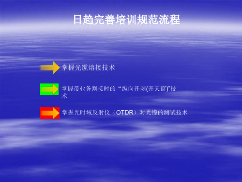 光缆熔接技术、带业务割接“纵向开剥(开天窗)”技术、光时域反射仪(OTDR)测试技术培训规范流程