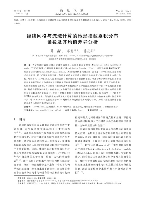 经纬网格与流域计算的地形指数累积分布函数及其均值差异