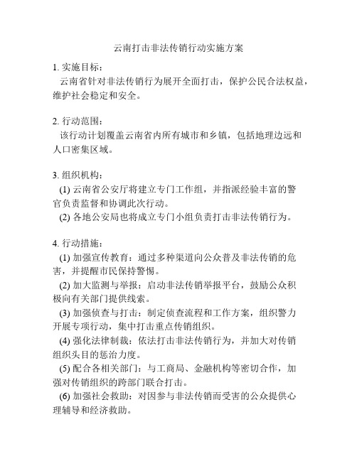 云南打击非法传销行动实施方案