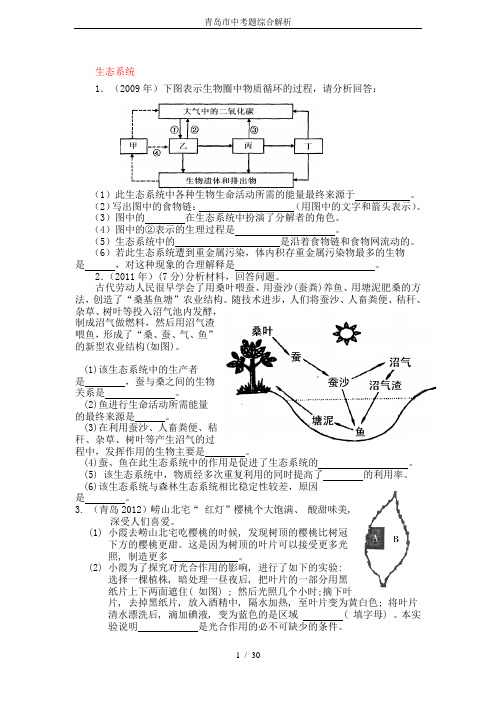 青岛市中考题综合解析