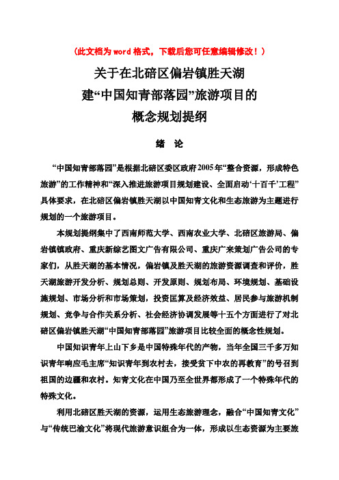 【精编完整版】旅游项目可研报告