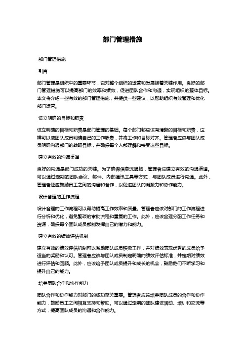 部门管理措施