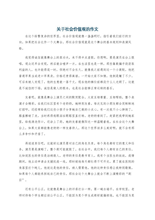 关于社会价值观的作文