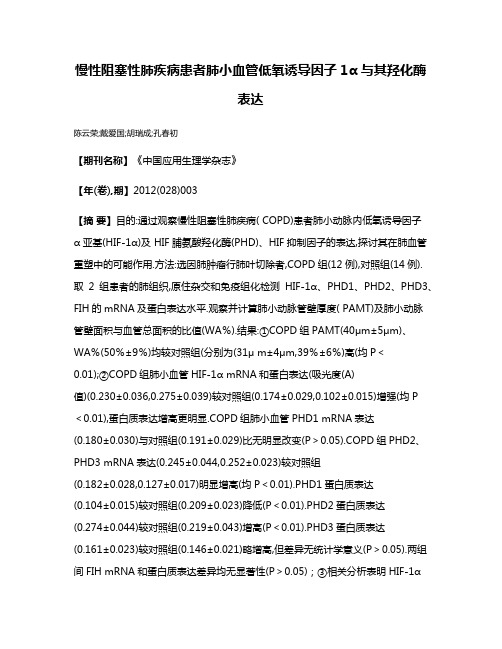 慢性阻塞性肺疾病患者肺小血管低氧诱导因子1α与其羟化酶表达