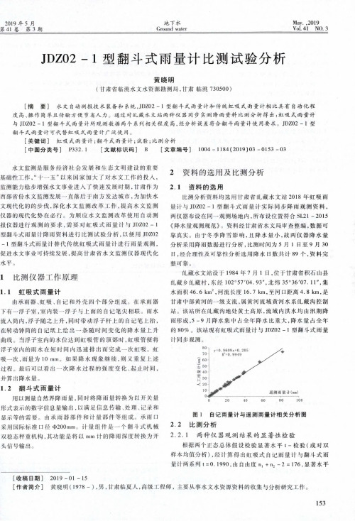 JDZ02-1型翻斗式雨量计比测试验分析