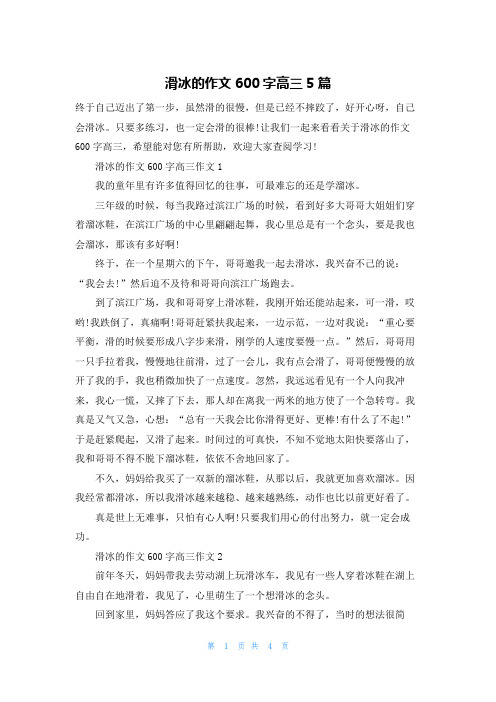 滑冰的作文600字高三5篇