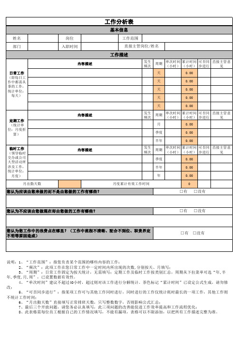 标准工作分析表